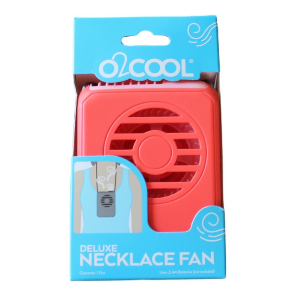 o2Cool Deluxe Necklace Fan Pink Hands‎ Free Cooling Battery Operated